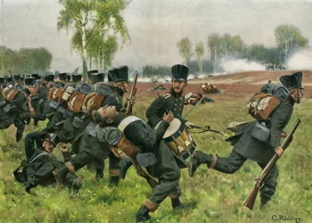 Bohaterska dziewczyna Eleonore Prochaska pada śmiertelnie ranna w bitwie pod Gohrde 16 września 1813 r.